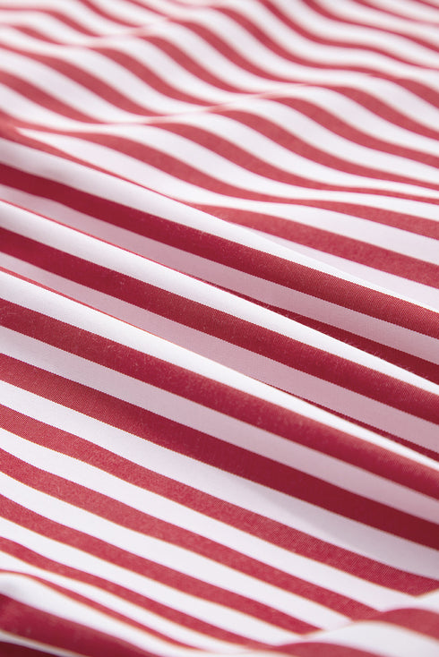 Vertical Stripe Button Front Patch Pocket Drop Shoulder Shirt