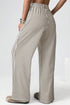 Vertical Stripe Elastic High Waist Pocketed Wide Leg Pants