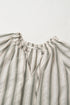 Vertical Stripe Frilled Tie Neck Short Sleeve Cotton Blouse