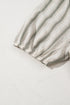 Vertical Stripe Frilled Tie Neck Short Sleeve Cotton Blouse