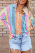 Vertical Stripe Print Relaxed Fit Button Down Shirt