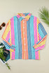 Vertical Stripe Print Relaxed Fit Button Down Shirt