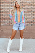 Vertical Stripe Print Relaxed Fit Button Down Shirt