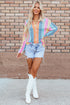 Vertical Stripe Print Relaxed Fit Button Down Shirt