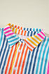 Vertical Stripe Print Relaxed Fit Button Down Shirt