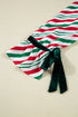 Vertical Stripe Velvet Ribbon Accent Viscose Pajama Set