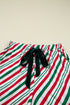 Vertical Stripe Velvet Ribbon Accent Viscose Pajama Set