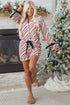 Vertical Stripe Velvet Ribbon Accent Viscose Pajama Set