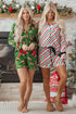 Vertical Stripe Velvet Ribbon Accent Viscose Pajama Set