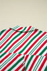 Vertical Stripe Velvet Ribbon Accent Viscose Pajama Set