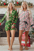 Vertical Stripe Velvet Ribbon Accent Viscose Pajama Set