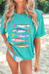 Vibrant Fish Print Casual Short Sleeve Graphic Tee