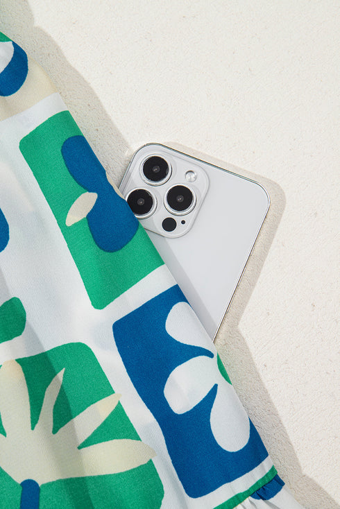 Vibrant Floral Print Ricrac Trim Detail Sleeveless Maxi Sundress