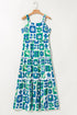 Vibrant Floral Print Ricrac Trim Detail Sleeveless Maxi Sundress