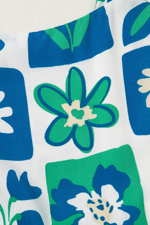 Vibrant Floral Print Ricrac Trim Detail Sleeveless Maxi Sundress