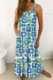 Vibrant Floral Print Ricrac Trim Detail Sleeveless Maxi Sundress