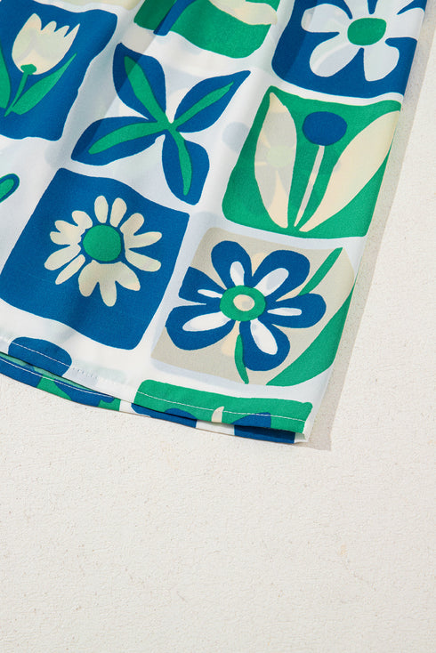 Vibrant Floral Print Ricrac Trim Detail Sleeveless Maxi Sundress