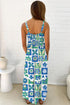 Vibrant Floral Print Ricrac Trim Detail Sleeveless Maxi Sundress