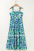 Vibrant Floral Print Ricrac Trim Detail Sleeveless Maxi Sundress