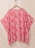 Vibrant Floral Print V Neck Kimono Blouse