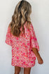 Vibrant Floral Print V Neck Kimono Blouse