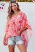 Vibrant Floral Print V Neck Kimono Blouse
