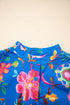 Vibrant Floral Puff Sleeve Button Front Collared Shirt