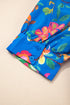 Vibrant Floral Puff Sleeve Button Front Collared Shirt