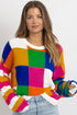 Vibrant Geometric Block And Striped Pullover Sweater