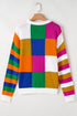 Vibrant Geometric Block And Striped Pullover Sweater