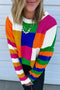 Vibrant Geometric Block And Striped Pullover Sweater