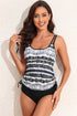 Vibrant Print Double Strap Tankini Top With Matching Swim Shorts Set