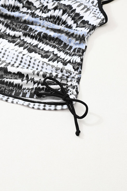 Vibrant Print Double Strap Tankini Top With Matching Swim Shorts Set