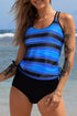 Vibrant Print Double Strap Tankini Top With Matching Swim Shorts Set