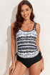 Vibrant Print Double Strap Tankini Top With Matching Swim Shorts Set