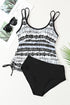 Vibrant Print Double Strap Tankini Top With Matching Swim Shorts Set