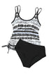 Vibrant Print Double Strap Tankini Top With Matching Swim Shorts Set