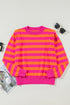Vibrant Wide Stripe Structured Shoulder Knit Sweater