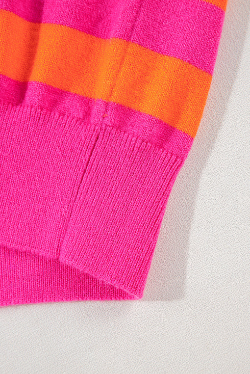 Vibrant Wide Stripe Structured Shoulder Knit Sweater