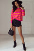 Vibrant Wide Stripe Structured Shoulder Knit Sweater