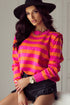 Vibrant Wide Stripe Structured Shoulder Knit Sweater