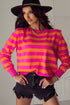 Vibrant Wide Stripe Structured Shoulder Knit Sweater