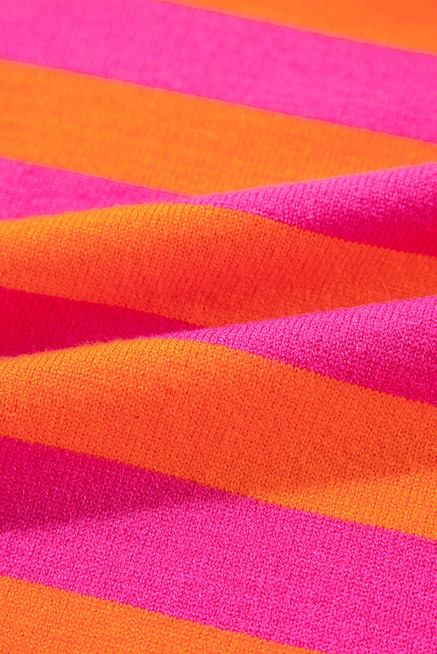 Vibrant Wide Stripe Structured Shoulder Knit Sweater