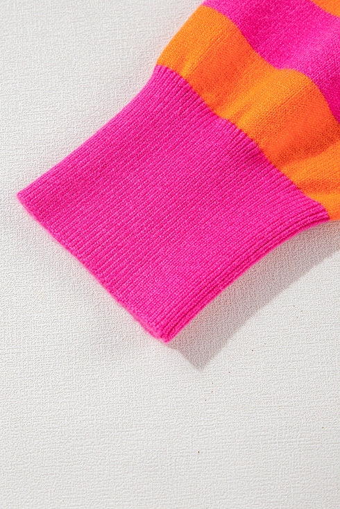 Vibrant Wide Stripe Structured Shoulder Knit Sweater