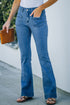 Vintage Casual Pocket Flared Jeans