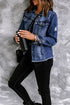 Vintage Distressed Raw Hem Button Denim Jacket