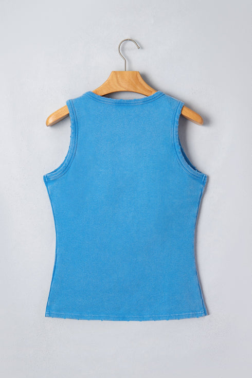Vintage Distressed Ribbed Mineral Wash Tank Top