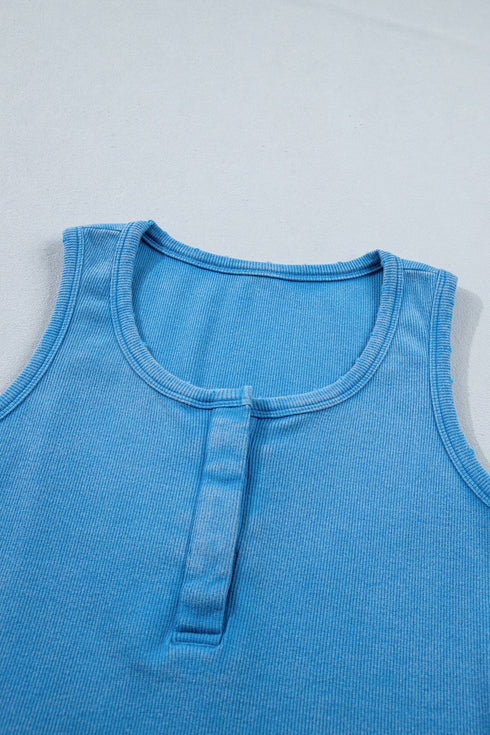 Vintage Distressed Ribbed Mineral Wash Tank Top