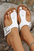 Vintage Faux Leather Buckle Strap Thong Slippers