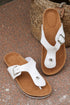 Vintage Faux Leather Buckle Strap Thong Slippers